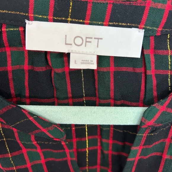 LOFT Plaid Metallic Holiday Dress - Picture 2 of 6